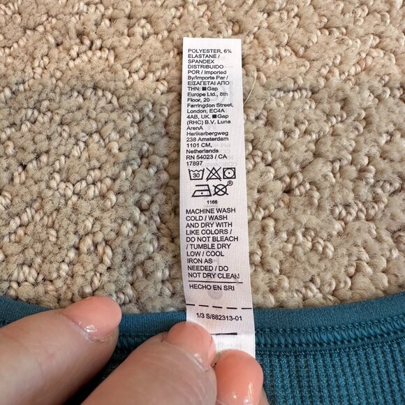 Athleta Tank Top Seamless Crop Rib Active MEDIUM Reef Green Spacedye #882313-01 - Picture 7 of 10